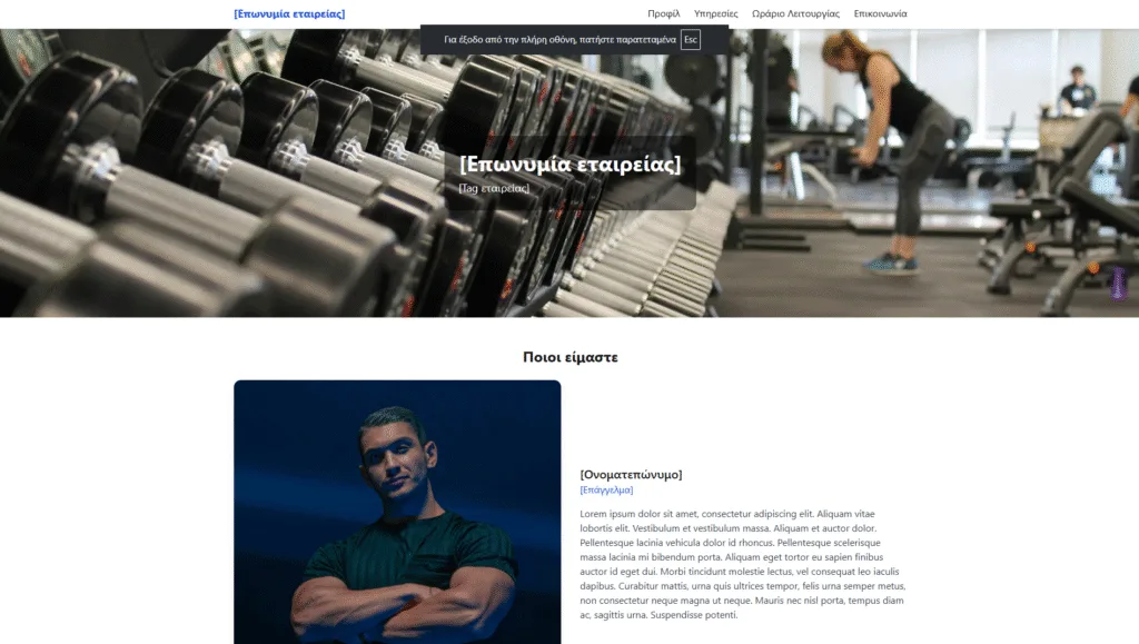 Demo Site για γυμναστήρια Artificial System Τρίκαλα
