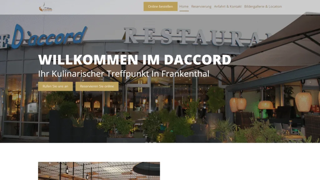 Website Creation Restaurant Daccord.de Artificial System Germany